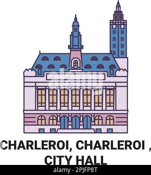 Canada, Charleroi, Charleroi , City Hall Travel Landmark illustration vectorielle Illustration de Vecteur