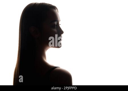 Silhouette féminine profil de visage confiante femme Banque D'Images
