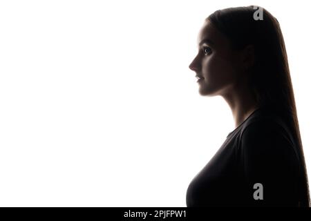 Silhouette féminine profil de visage confiante femme Banque D'Images