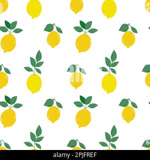 Citrons brillants avec motif feuilles sans couture Illustration de Vecteur