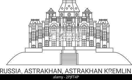 Russie, Astrakhan, Kremlin d'Astrakhan, illustration vectorielle de voyage Illustration de Vecteur