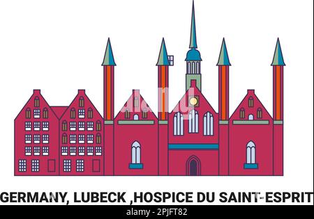 Allemagne, Lubeck, Hospice du SaintesEsprit, illustration vectorielle de voyage Illustration de Vecteur