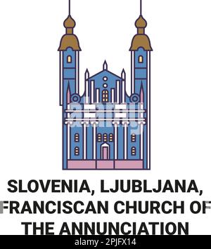 Slovénie, Ljubljana, Église franciscaine de l'Annonciation voyage illustration vectorielle Illustration de Vecteur