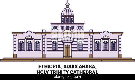 Éthiopie, Addis-Abeba, illustration vectorielle de voyage de la cathédrale Illustration de Vecteur