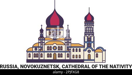 Russie, Novokuznetsk, Cathédrale de la Nativité, illustration du vecteur de voyage Illustration de Vecteur