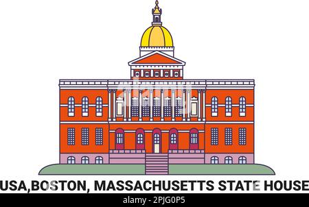 USA, Boston, Massachusetts State House, illustration vectorielle de voyage Illustration de Vecteur