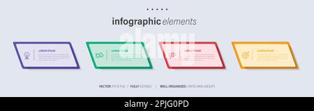 Vecteur de conception et marketing infographies icônes peuvent être utilisées pour la mise en page de workflow, diagramme, rapport annuel, web design. Concept d'affaires avec 4 options, s Illustration de Vecteur