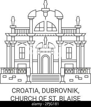 Croatie, Dubrovnik, Eglise de Saint Illustration vectorielle du repère de voyage Blaise Illustration de Vecteur