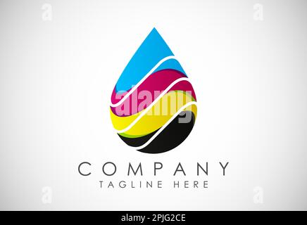 Modèle de logo d'impression numérique. Logo pour l'atelier d'impression polygraphe et usine d'impression. Illustration vectorielle. Illustration de Vecteur