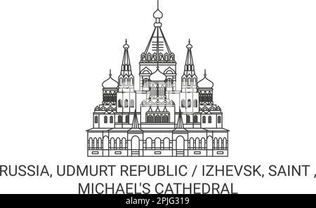 Russie, République d'Udmurt Izhevsk, Saint , la cathédrale de Michael voyage illustration vectorielle Illustration de Vecteur