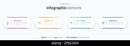 Modèle de conception graphique vectoriel avec 4 options ou étapes Illustration de Vecteur