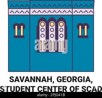 Etats-Unis, Savannah, Géorgie, Student Center of SCAD Voyage repère illustration vecteur Illustration de Vecteur