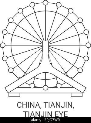 Chine, Tianjin, Tianjin Eye illustration du vecteur de repère de voyage Illustration de Vecteur