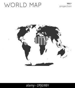 Carte du monde. Globe en projection polaire plate McBryde-Thomas, style Uni. Illustration vectorielle moderne. Illustration de Vecteur