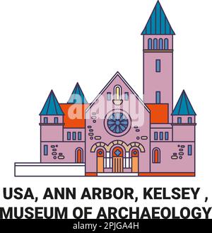 Etats-Unis, Ann Arbor, Kelsey , Musée d'Archéologie voyage illustration vectorielle Illustration de Vecteur