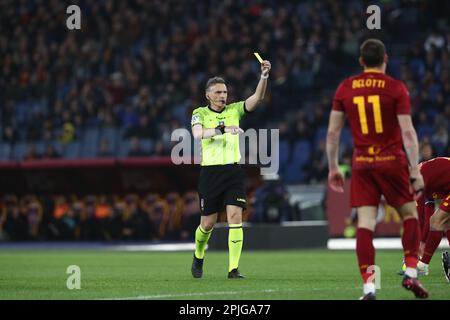 Rome, . 02nd avril 2023. Rome, Italie 2.04.2023: En action pendant la série Un match de football de championnat 2022/2023, jour 28, entre COMME Roma vs UC Sampdoria au stade olympique de Rome, Italie. Crédit : Agence photo indépendante/Alamy Live News Banque D'Images