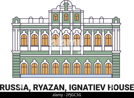 Russie, Ryazan, Maison Ignatiev, illustration vectorielle de voyage Illustration de Vecteur