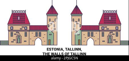 Estonie, Tallinn, les murs de Tallinn Voyage repère illustration vecteur Illustration de Vecteur