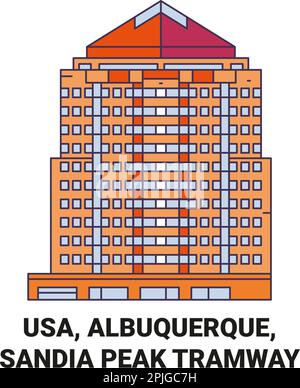 USA, Albuquerque, , Sandia Peak Tramway Voyage repère illustration vecteur Illustration de Vecteur