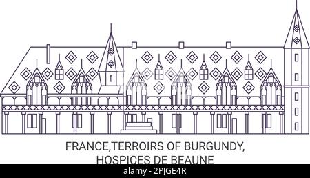 France,terroirs de Bourgogne, Hospices de Beaune Voyage repère illustration vecteur Illustration de Vecteur