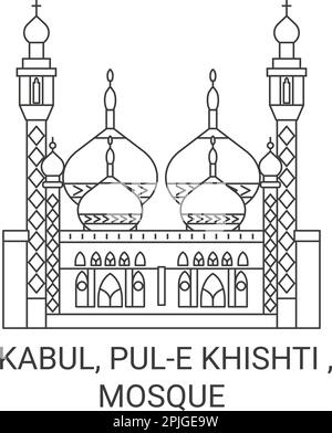 Afghanistan, Kaboul, Pule Khishti , la mosquée voyage illustration du vecteur historique Illustration de Vecteur