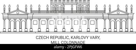 République tchèque, Karlovy Vary, Mill Colonnade voyage illustration vectorielle Illustration de Vecteur