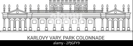 République tchèque, Karlovy Vary, Park Colonnade, illustration vectorielle de voyage Illustration de Vecteur