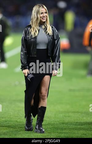 Naples, Italie. 02nd avril 2023. Diletta Leotta DAZN avant la série Un match de football entre SSC Napoli et AC Milan au stade Diego Armando Maradona à Naples (Italie), 2 avril 2023. Cesare Purini/Insidefoto crédit: Insidefoto di andrea staccioli/Alamy Live News Banque D'Images