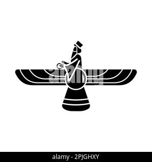 symbole aravahar, icône faravahar. Illustration de symbole d'élément de religion. Les icônes de signes et de symboles peuvent être utilisées pour le Web, le logo, l'application mobile, l'interface utilisateur et l'interface utilisateur Illustration de Vecteur