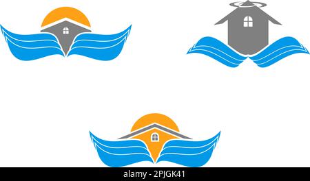 Ensemble de logo Wing House Vector Illustration de Vecteur