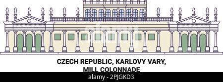 République tchèque, Karlovy Vary, Mill Colonnade voyage illustration vectorielle Illustration de Vecteur