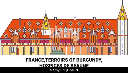 France,terroirs de Bourgogne, Hospices de Beaune Voyage repère illustration vecteur Illustration de Vecteur