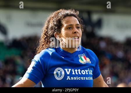 Northampton, Royaume-Uni. 02nd avril 2023. Giada Franco d'Italie les femmes au cours de la TikTok les six nations de femmes match Angleterre contre l'Italie au Cinch Stadium à Franklin's Gardens, Northampton, Royaume-Uni, 2nd avril 2023 (photo par Nick Browning/News Images) à Northampton, Royaume-Uni le 4/2/2023. (Photo de Nick Browning/News Images/Sipa USA) crédit: SIPA USA/Alay Live News Banque D'Images