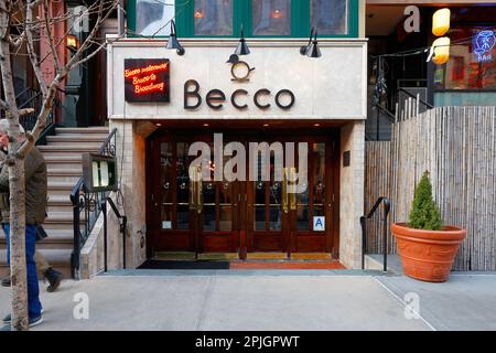 Becco, 355 W 46th St, New York, NYC photo d'un restaurant italien dans le quartier des théâtres de Hells Kitchen à Manhattan Banque D'Images