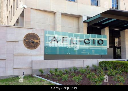 Signalisation de la Fédération américaine du travail et du Congrès des organisations industrielles, AFL-CIO, 815 Black Lives Matter Plaza NW, Washington DC. Banque D'Images