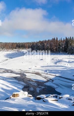 Vue sur l'étang Oder du parc national de Harz Banque D'Images