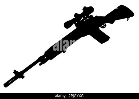 Silhouette noire de fusil de sniper à base de M14 Banque D'Images