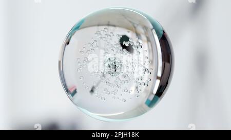 Macro bulles liquides, diverses bulles d'air dans l'eau. Gel crème liquide texture transparente de l'échantillon cosmétique avec bulles. 3D crème cosmétique sans couture. n° de série Banque D'Images