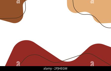 Arrière-plan moderne minimaliste, dessiné à la main, avec des lignes ondulées et de mignons blobs colorés. Illustration de Vecteur