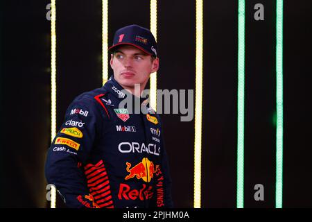 Albert Park, 2 avril 2023 Max Verstappen (NED) de l'écurie Red Bull au Parc ferme après avoir remporté la course. Corleve/Alay Live News Banque D'Images