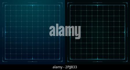 Interface technique HUD GRID, tableau de bord d'écran de données futuriste, arrière-plan vectoriel. Grille de ligne de technologie numérique HUD avec nœuds à points, affichage techno virtuel Illustration de Vecteur