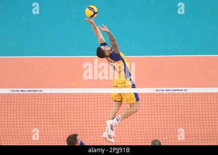 Vitaliy Shtchytkov (Ukraine). Championnat du monde de volleyball 2022. Quarts de finale Banque D'Images