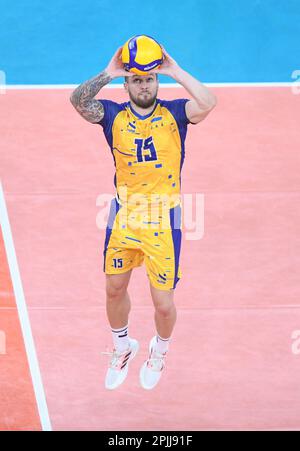 Vitaliy Shtchytkov (Ukraine). Championnat du monde de volleyball 2022. Quarts de finale Banque D'Images