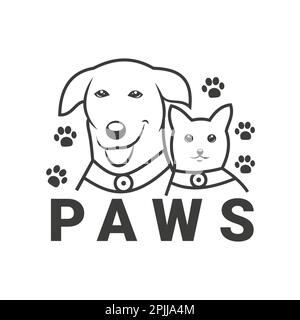 Inspiration pour le design de la boutique d'animaux. Symbole pattes pour chien et chat. Modèle de logo Vector Illustration de Vecteur