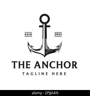 Vintage Retro pays ancrage navire badge Vector logo, Vintage Design Illustration transport de l'eau concept Illustration de Vecteur