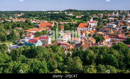 Vue aérienne des anciens bâtiments de Vilnius, Lituanie Banque D'Images