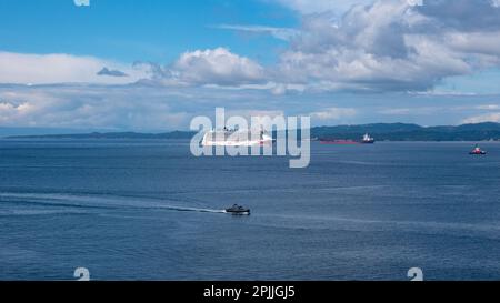 Victoria, Canada - 28 juin 2019 : navires de croisière navires de croisière sur un paysage panoramique Banque D'Images