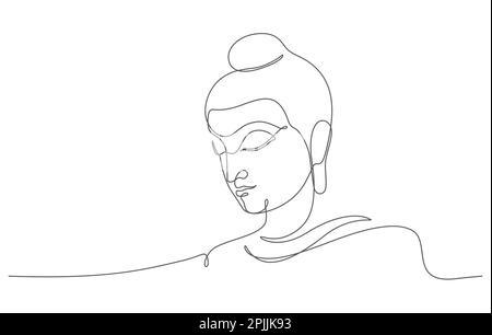 portrait de visage de bouddha en illustration vectorielle de dessin de ligne continue Illustration de Vecteur