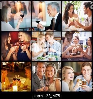Heres à vous. Photo composite d'une variété de personnes qui boivent de l'alcool. Banque D'Images