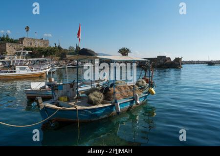 Bateau de pêche Byblos liban Moyen-Orient Banque D'Images